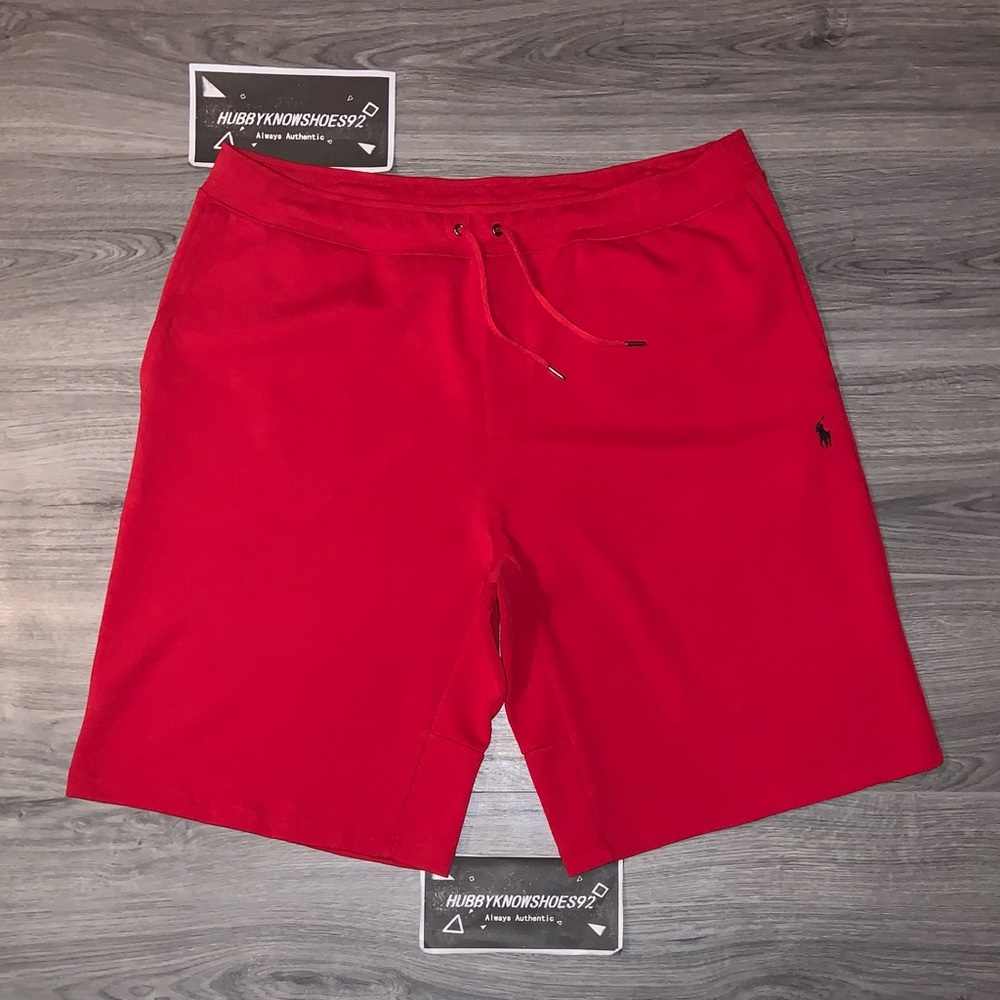 POLO RALPH LAUREN Men's Big & Tall Red Double Knit Tech Sweat Shorts